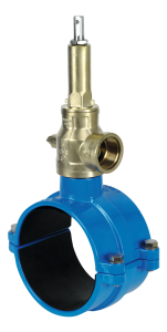 Kugel-Ventil-Anbohrarmatur, mit IG 11/2" für PVC-Rohr, mit Brücke aus GGG von EWE
